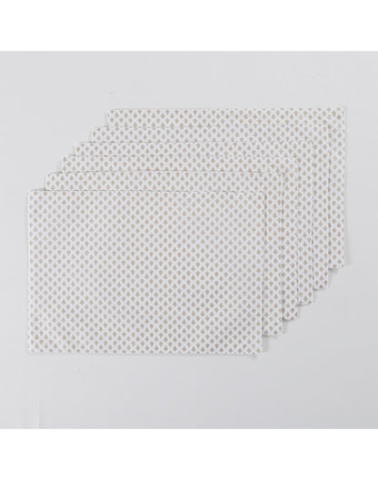 Set Of 6 - White Cotton Decorative Placemat Set