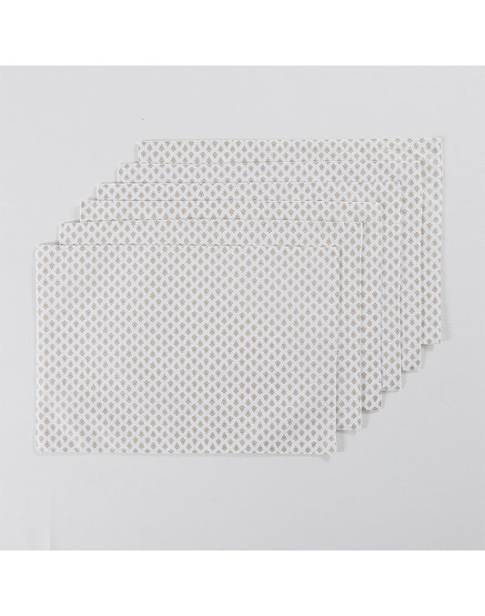 Set Of 6 - White Cotton Decorative Placemat Set