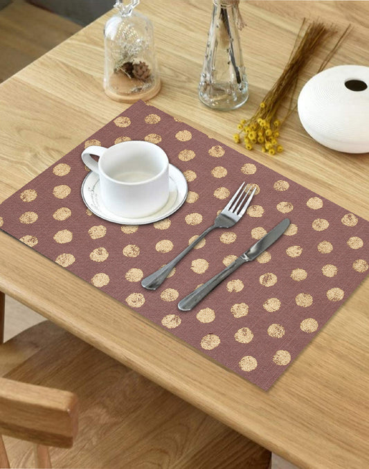 Set Of 6 - Polka Dot Cotton Placemat Set