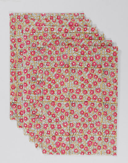 Set Of 6 - Pink Spring Cotton Placemat Set
