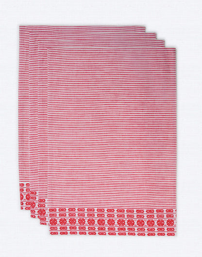 Set Of 4 - Pink Cotton Stripes Dinner Placemats