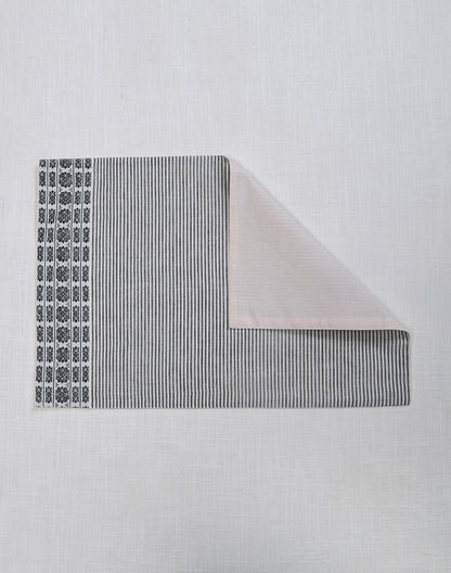 Set Of 4 - Black Cotton Stripes Tablemats