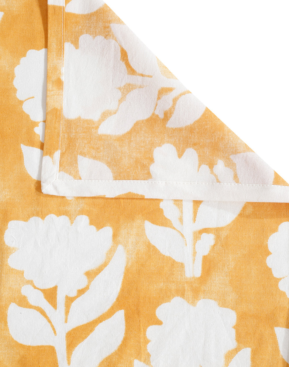 King Size - Yellow Floral Cotton Bedsheet Set with 2 Pillow Covers