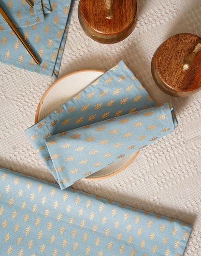 Set of 6 - 16" Blue Decorative 100% Cotton Table Napkins