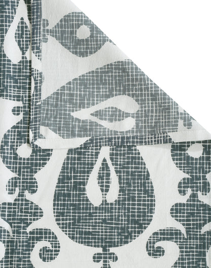 Queen Size - Grey Geometric Print Cotton Besheet Set with 2 Pillow Covers