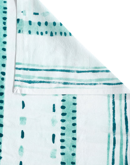 King Size - Green Geometric Print Cotton Bedsheet Set with 2 Pillow Covers