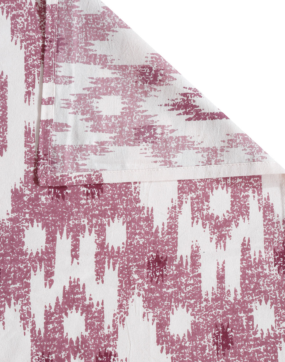 King Size- Purple Ikat Print Cotton Bedsheet Set with 2 Pillow Covers
