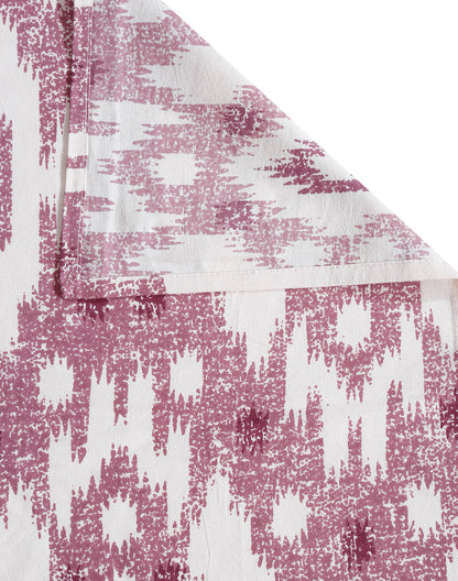 King Size- Purple Ikat Print Cotton Bedsheet Set with 2 Pillow Covers