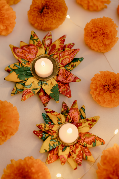 3D Flower Decorative Tea Light Holder - Set of 2