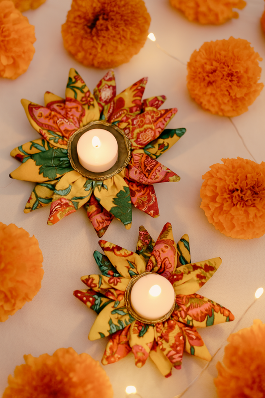 3D Flower Decorative Tea Light Holder - Set of 2