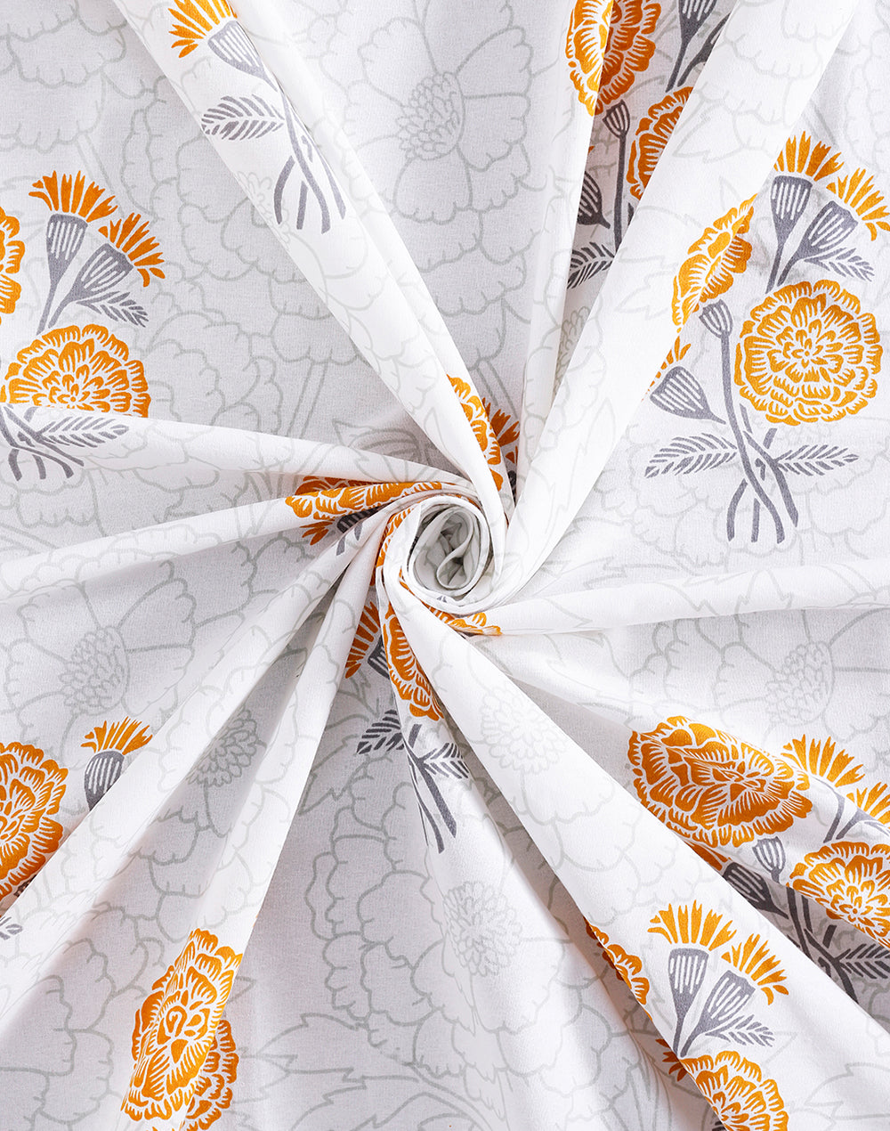 King Size - Yellow Marigold Cotton Bedsheet Set with 2 Pillow Covers