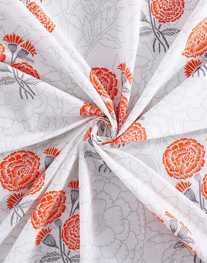King Size - Orange Marigold Cotton Bedsheet Set with 2 Pillow Covers