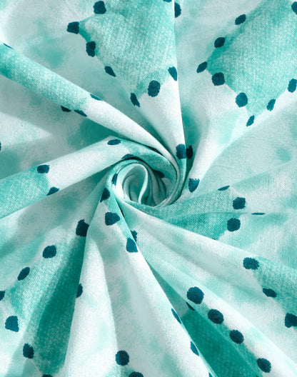 King Size - Green Geometric Print Cotton Bedsheet Set with 2 Pillow Covers