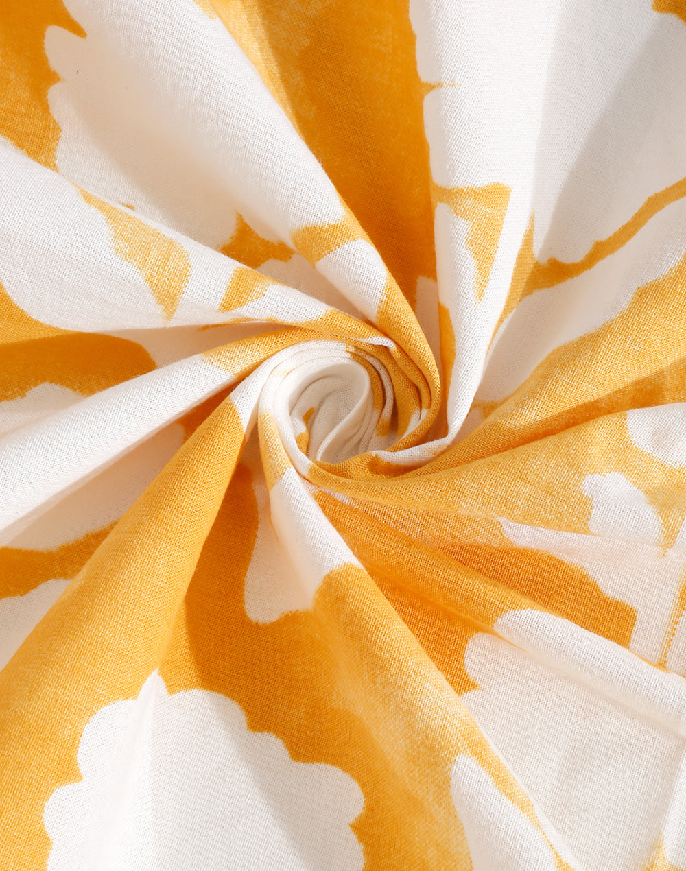 King Size - Yellow Floral Cotton Bedsheet Set with 2 Pillow Covers