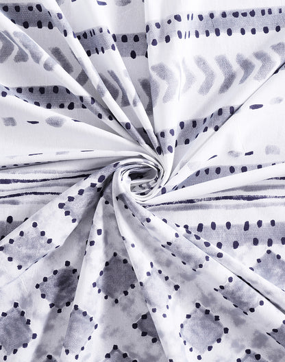 King Size - Geometric Print Cotton Bedsheet Set with 2 Pillow Covers