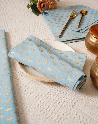 Set of 6 - 16" Blue Decorative 100% Cotton Table Napkins