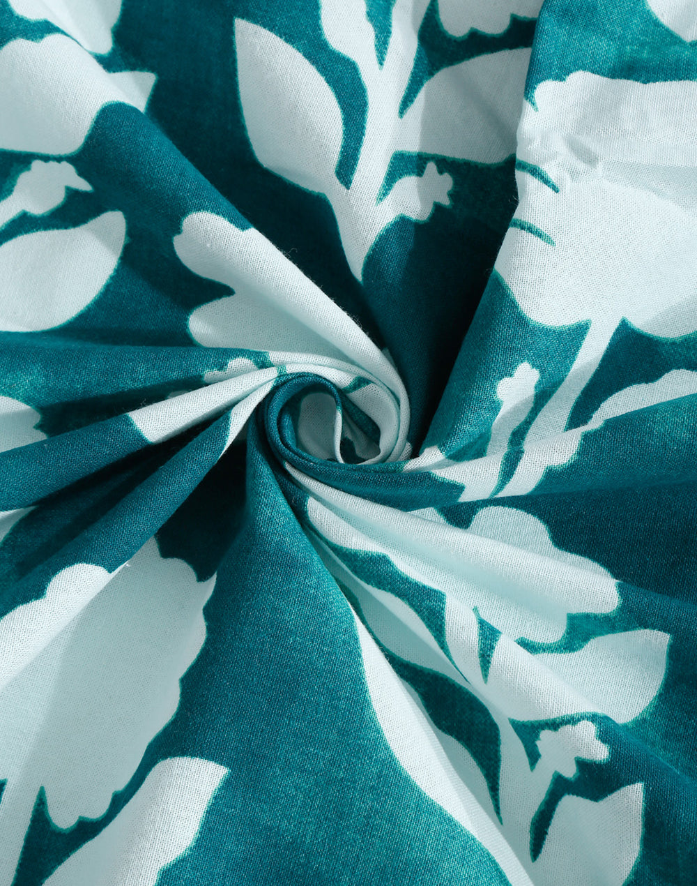 King Size - Green Floral Cotton Bedsheet Set with 2 Pillow Covers