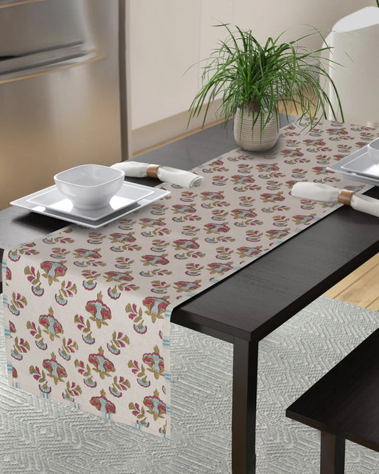 Pink Floral Decorative Reversible Table Runner