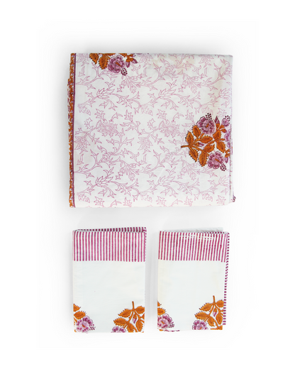 Gulaabi Bagh Bedsheet Set with 2 Pillow Covers