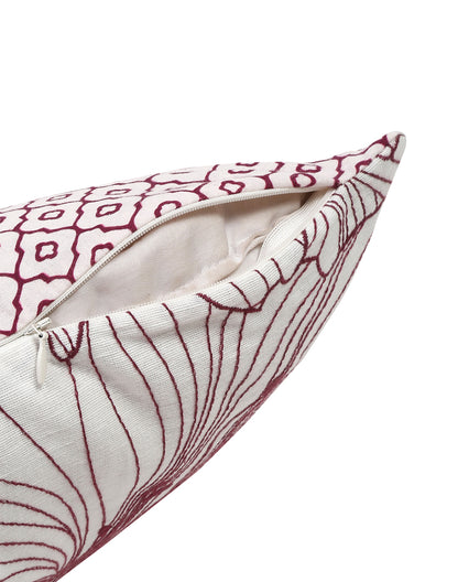 Set Of 2 - Purple Floral Embroidered Cushion Cover - 16"X 16"