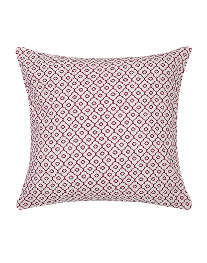 Set Of 2 - Purple Floral Embroidered Cushion Cover - 16"X 16"
