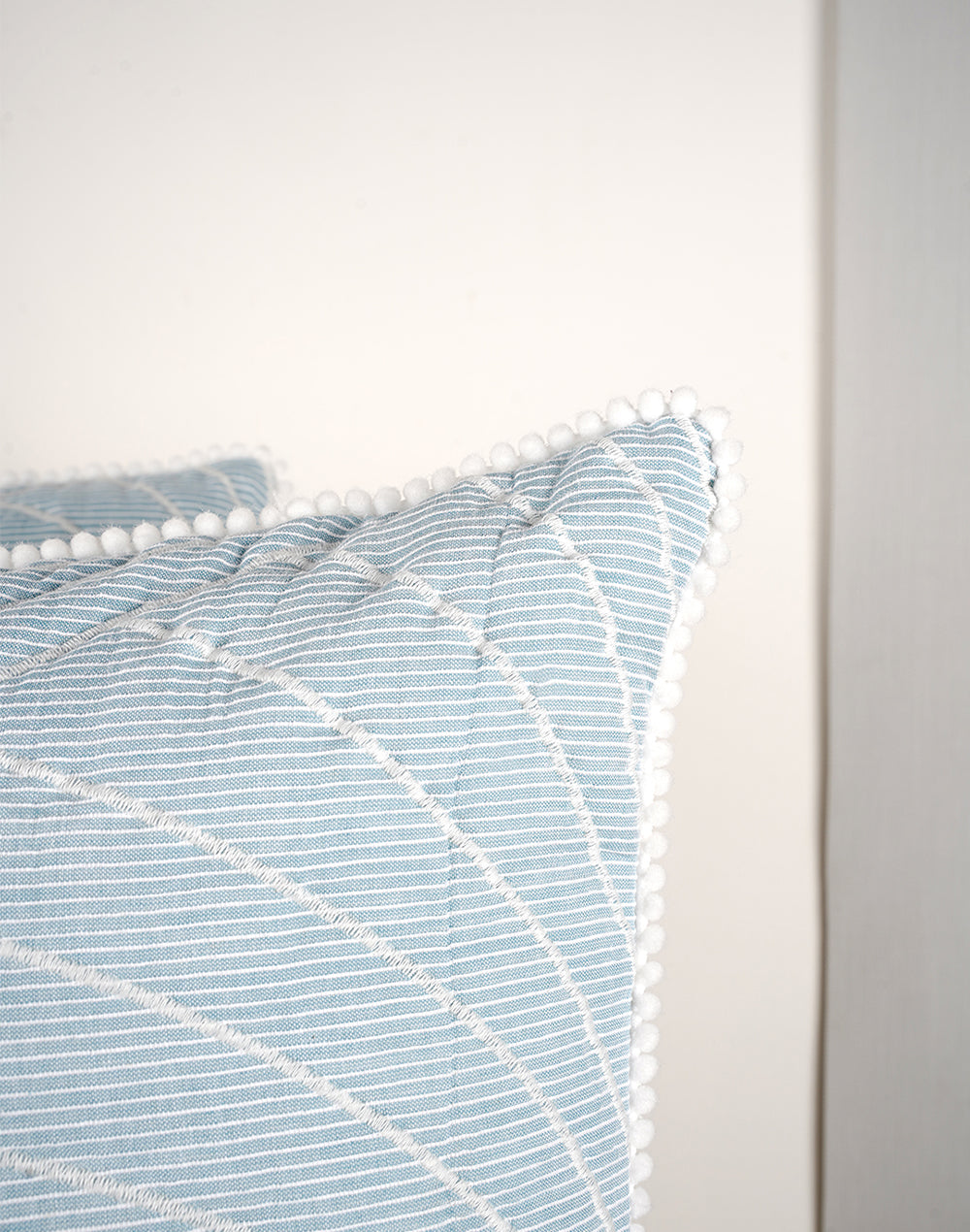 Set Of 2 - Grey Quilted Cotton Cushion Cover - 16"X16"