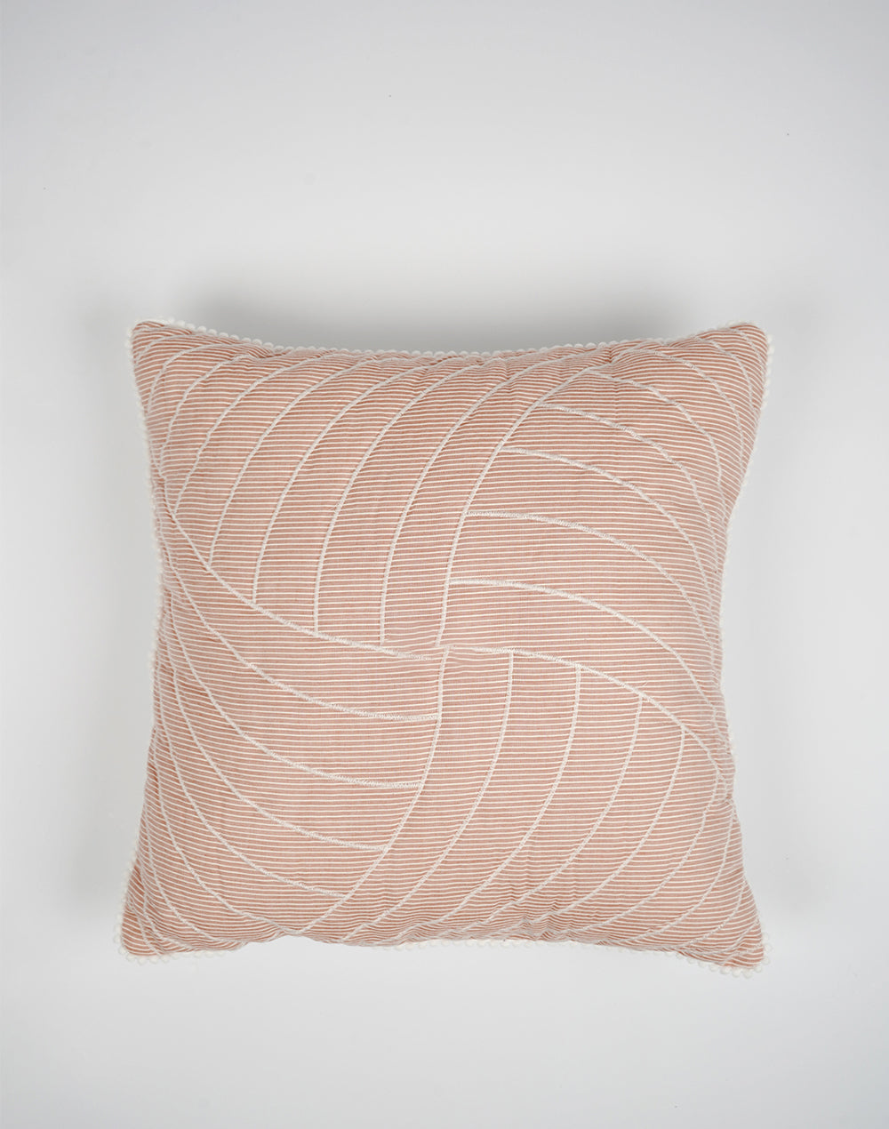 Set Of 2 - Peach Quilted Cotton Cushion Cover - 16"X16"