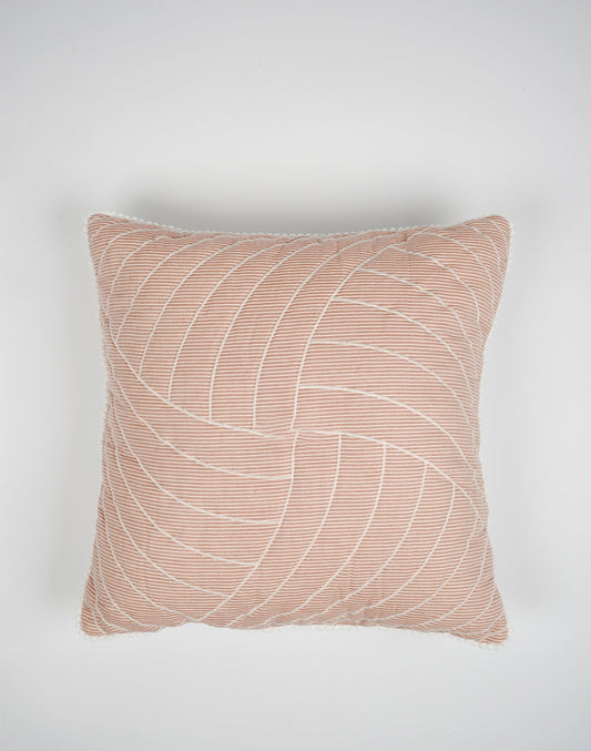 Set Of 2 - Peach Quilted Cotton Cushion Cover - 16"X16"
