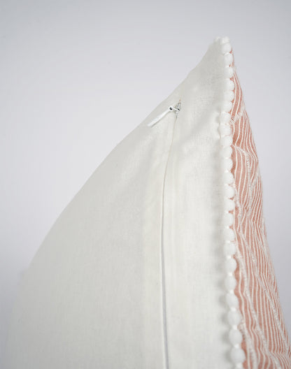 Set Of 2 - Peach Quilted Cotton Cushion Cover - 16"X16"