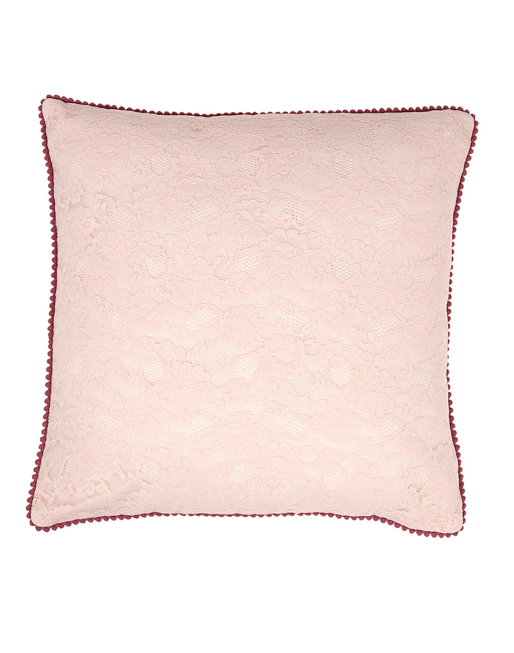 Set Of 2 - Pink Texture Pattern Cotton Cushion Cover - 16"X16"