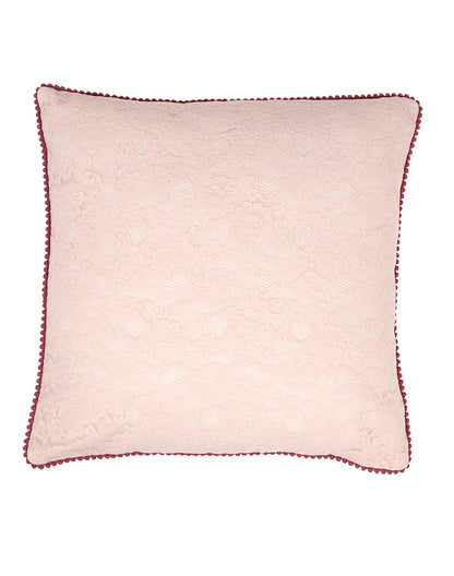 Set Of 2 - Pink Texture Pattern Cotton Cushion Cover - 16"X16"