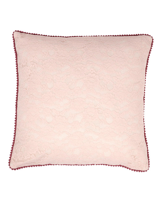 Set Of 2 - Pink Texture Pattern Cotton Cushion Cover - 16"X16"