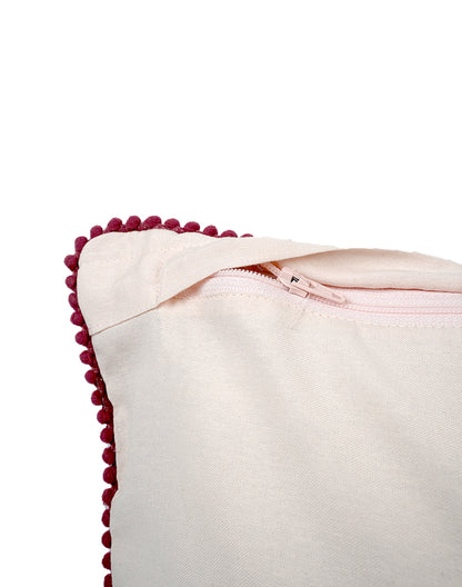 Set Of 2 - Pink Texture Pattern Cotton Cushion Cover - 16"X16"