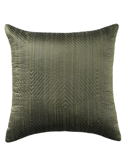 Set of 2 - Green Quilted Decorative Cushion Cover - 16"x16"