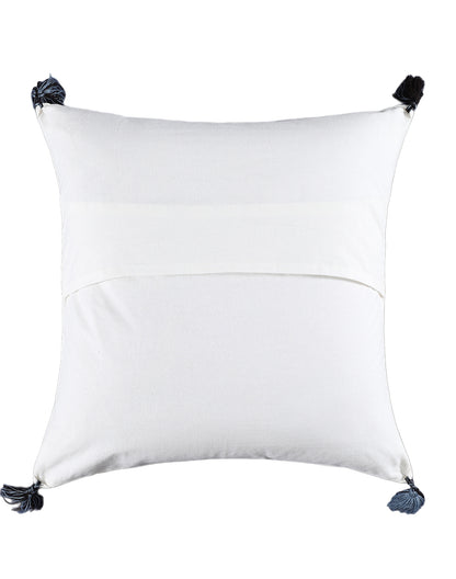 Set of 2 - Blue Square Embroidered Cotton Cushion Cover -16"x16"