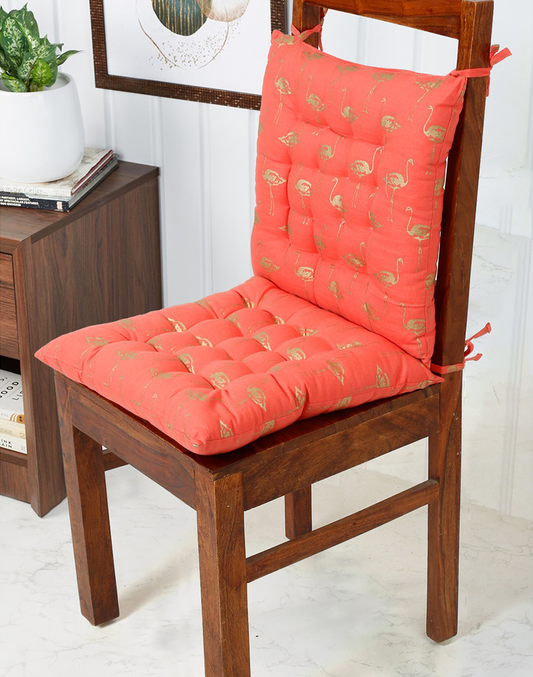 Orange Flamingo Printed Chairpad/ Floor Cushion