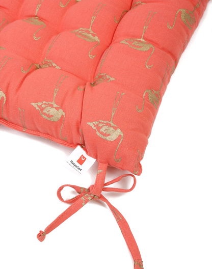 Orange Flamingo Printed Chairpad/ Floor Cushion