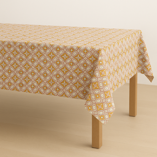 Orange Cotton Geometric Table Cover