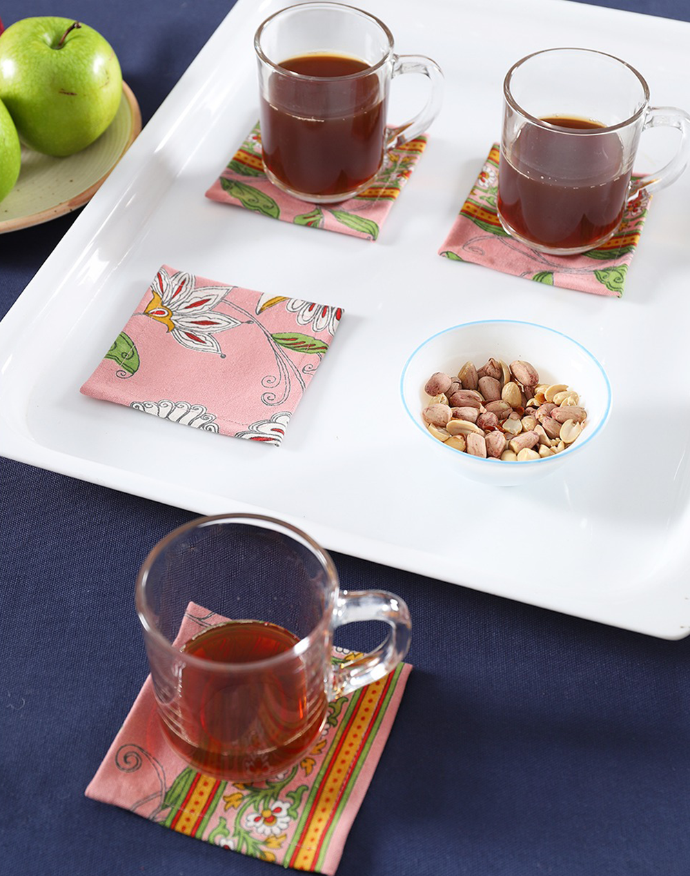 Set of 6 Pink Floral Coasters