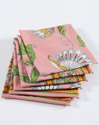 Set of 6 Pink Floral Coasters