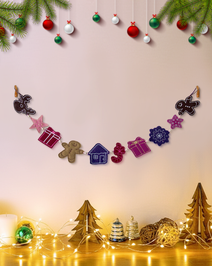 Embroidered Christmas Ornamnets Bunting