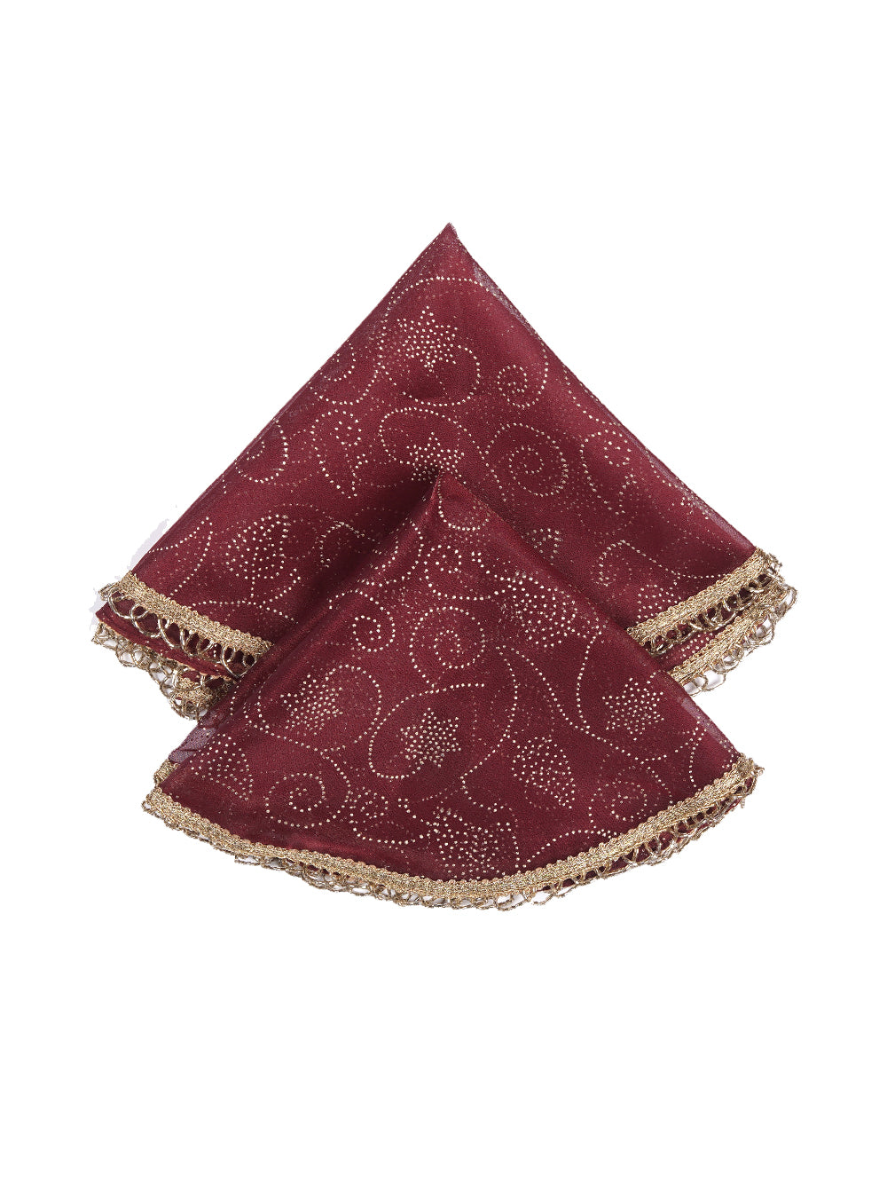 Maroon Gold Printed Thali Cover Set of 2 | Pooja Thali Cover | Festive Thali Cover| Table Decor