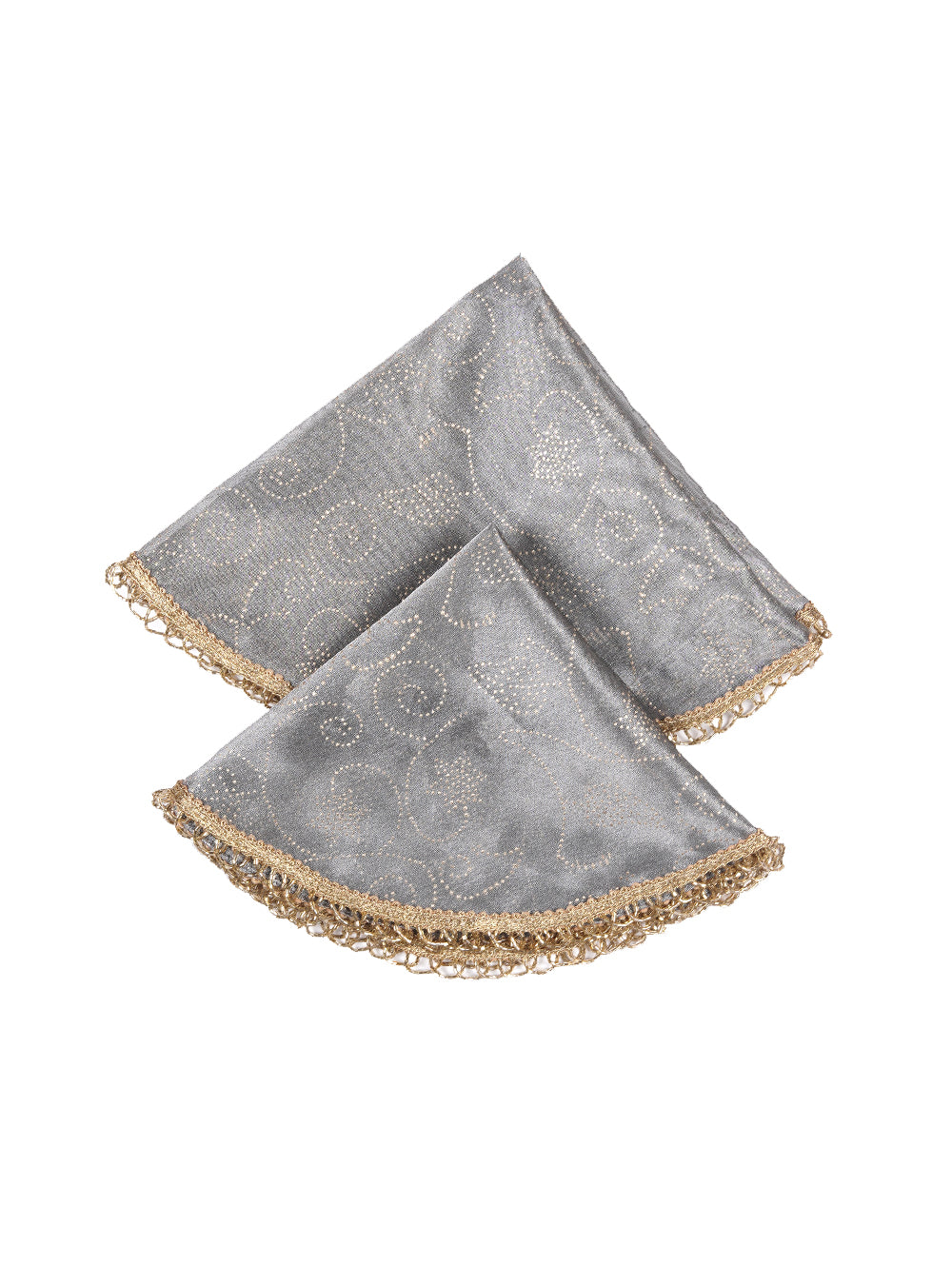 Grey Gold Printed Thali Cover Set of 2 | Pooja Thali Cover | Festive Thali Cover