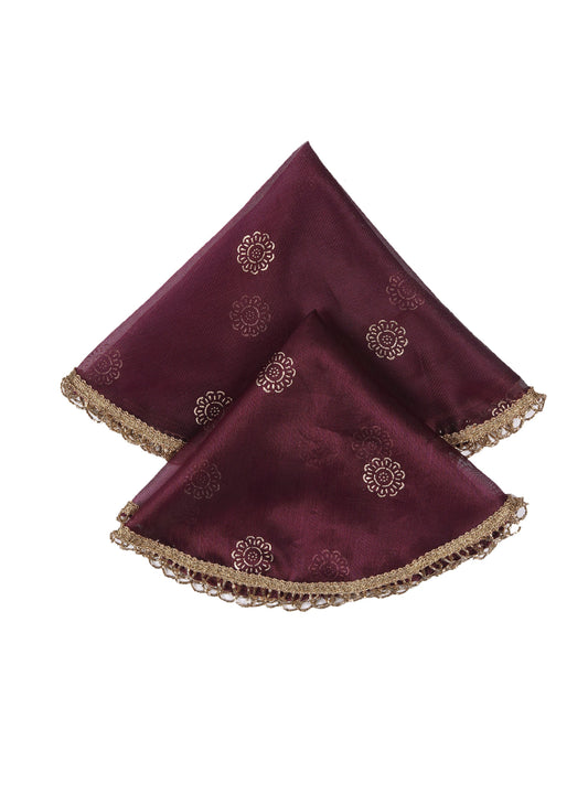 Red Gold Printed Thaal Cover set of 2| Pooja Thaal Cover| Festive Thaal Cover