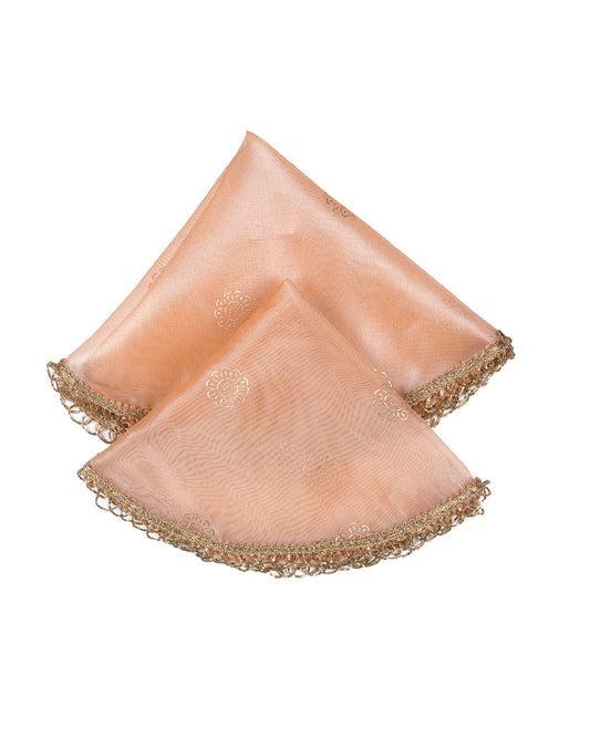 Peach Gold Printed Thaal Cover set of 2| Pooja Thaal Cover| Festive Thaal Cover