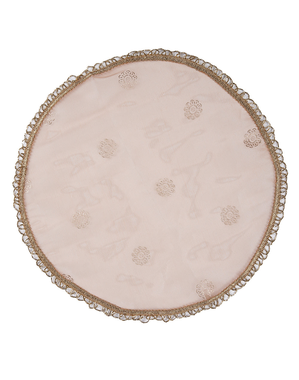 Peach Gold Printed Thaal Cover set of 2| Pooja Thaal Cover| Festive Thaal Cover