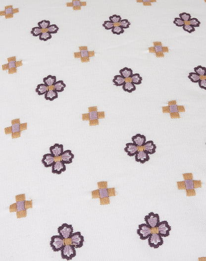 Set Of 2 - Purple Embroidered Cushion Cover - 16"X16"