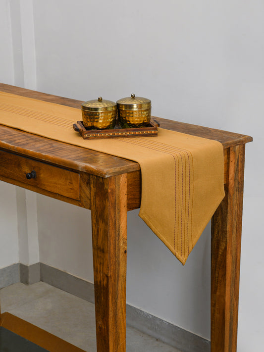Mustard Embroidered Dining Table Runner