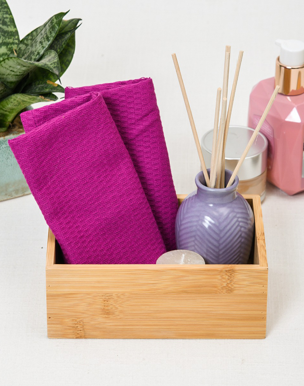 Purple Waffle Face Towel