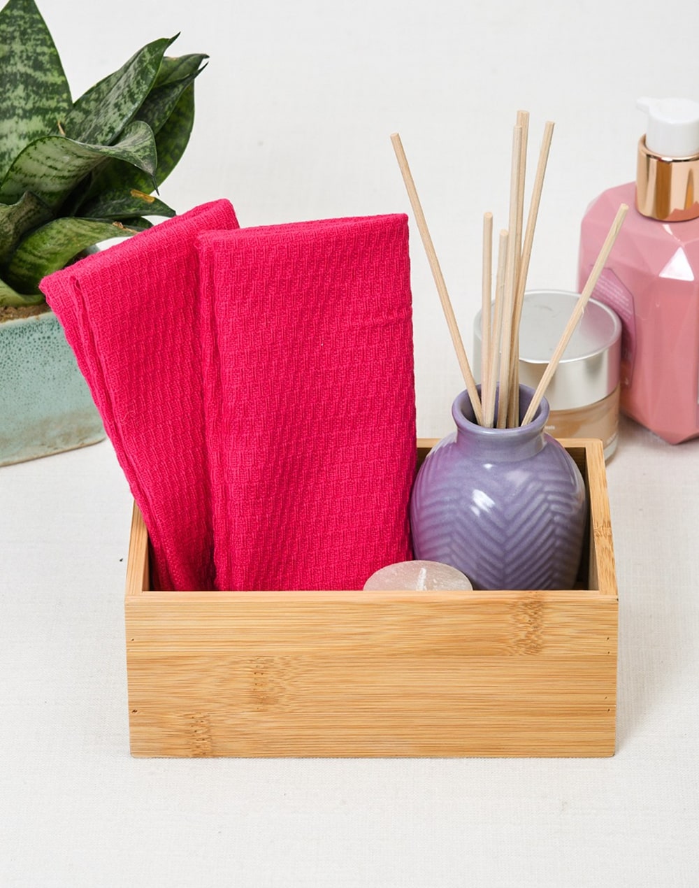 Pink Waffle Face Towel